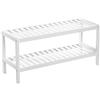 SONGMICS Scarpiera Ingresso, 2 Ripiani, Scaffale Portascarpe in Legno di Bambù Slim, Soggiorno, Corridoio, Camera da Letto, Bagno, 26 x 70 x 33 cm, Bianco LBS02WT