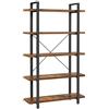 VASAGLE Libreria a 5 Ripiani, Scaffale in Stile Industriale, Portaoggetti Stabile, Facile da Montare, per Soggiorno, Camera da Letto, Ufficio, Marrone Vintage e Nero LLS55BX