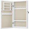 SONGMICS Armadietto Portagioie da Parete, Specchiera Portagioielli con Serratura, Organizzatore per Gioielli con Specchio, Salvaspazio, Esterno Bianco, Interno Greige JJC051W02