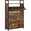 VASAGLE Scarpiera, Portascarpe Alto con 3 Scomparti a Ribalta, Organizzatore per 15-24 Paia di Scarpe, Antipolvere, 30 x 80 x 130 cm, per Ingresso, Marrone Vintage e Nero LBS802B01