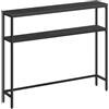 VASAGLE Tavolo Consolle, Tavolo Stretto a 2 Ripiani Portaoggetti, 20 x 100 x 80 cm, per Soggiorno, Corridoio, Ingresso, Grigio Antracite e Nero Inchiostro LNT131B22