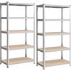 SONGMICS Set di 2 Scaffali in Metallo, Scaffalature a 5 Ripiani Regolabili, Senza Viti, Scaffale Salvaspazio per Garage, Magazzino, Portante 600 kg, 50 x 100 x 200 cm, Argento GLR050E02