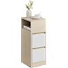 VASAGLE KAILYN Collezione - Comodino Stretto, Tavolino con 2 Cassetti e Scomparto verso Sinistra o Destra, per Camera da Letto, Soggiorno, Moderno, Beige Naturale e Bianco Nuvola LET656N01