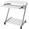 VASAGLE Scrivania per Computer Scrivania Ufficio, Facile da Montare Porta PC Tavolo con Ripiani Tastiera Scorrevole 4 Ruote Con Freno per Casa Ufficio Studio Bianco LCD811W