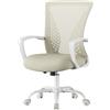 SONGMICS Sedia da Ufficio, Poltrona Girevole, Regolabile in Altezza | Seduta e Schienale in Rete Respirante, Inclinazione Libera, Portata di 120 kg, Beige Cappuccino, Collezione KIME OBN022K01