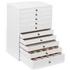 SONGMICS Scatola Portagioie con 10 Cassetti, Custodia per Gioielli, Organizzatore per Anelli, Collane, Orecchini, Braccialetti, Bianco JBC10W