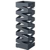 SONGMICS Porta Ombrelli in Metallo, Contenitore per Ombrelli Quadrato con 4 Gancetti e Vaschetta Scolapioggia Rimovibile, 15,5 x 15,5 x 49 cm, Grigio Antracite LUC016G01