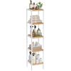 SONGMICS Scaffale da Bagno in Bambù a 5 Ripiani, Scaffale Stretto Multifunzione, Scaffale ad Angolo, per Cucina, Soggiorno, Camera da Letto, Corridoio, Bambù Chiaro e Bianco Nuvola BCB055N01