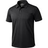 Cavva Polo da uomo a maniche corte, in cotone, traspirante, con abbottonatura, Nero , M