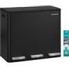 SONGMICS Pattumiera Cucina 3 x 18 L, Cestino per Raccolta Differenziata 3 Scomparti, 15 Sacchetti, Secchi Rimovibili, Coperchio, Maniglie, Chiusura Morbida, Acciaio, Nero Inchiostro LTB254BZ02
