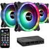 Aerocool Duo 12 Pro Case per computer Ventilatore 12 cm Nero 3 pz (Aerocool Duo 12 Pro RGB LED Fan with Controller - 120mm - Tr