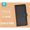 DEVIA Cover a Libro in Vera Pelle Nera Fancy per Samsung Galaxy S7