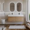 DEGHI Mobile bagno sospeso 120 cm 2 cassetti rovere acero con lavabo alto - Nova