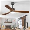 Addlon Ventilatore da soffitto da 132 cm con luci e telecomando, reversibile, 3 pale in legno, 6 velocità, dimmerabile, 5CCT, silenzioso, per interni/esterni, noce nero, per camera da letto