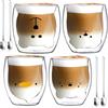 NCKIHRKK Set Tazzine Caffè Vetro, 4 x 250 ml Tazza Caffe Doppia Parete, Tazze Cappuccino Caffe The, Regalo Donna Moglie Amica, Bicchieri Caffe Vetro per Pasqua Natale Festa della Mamma Compleanno
