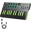 Donner DMK25 Pro - Controller MIDI per tastiera, 25 mini tasti, controller MIDI USB-C portatile con 8 drum pad, display OLED, touch bar personalizzato, software di produzione musicale e 40 corsi di