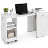 Shally Dogan Mobile con Tavolo a Scomparsa Richiudibile Multiuso, Scrivania con Libreria Design Salvaspazio e Versatile, Mobiletto Armadio da Casa, Ufficio, Chiusura Magnetica, Bianco Frassinato