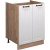 Vicco Mobile lavello cucina Fame-Line, Bianco rustico/Rovere dorato, 60 cm, per la combinazione con altri moduli della serie Fame-Line