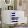 VIVCA 60 x 46 x 50 cm, pensili da parete per bagno, completamente laccato, illuminazione a LED con sensore radar, due cassetti, guide scorrevoli silenziose, lavandino integrato, bianco