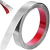 NUTKIT 5M*20mm Modanatura Adesiva per Pareti, Modanatura Autoadesiva in Acciaio Inox, Finitura a specchio metallizzata, per pareti flessibile, per Bordi a Specchio, Pareti, Porte, Soffitti- Argentato