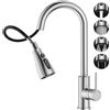 SREWOHS PRO Rubinetto Lavello Cucina,Miscelatore Cucina con Doccetta Estraibile, 4 Modalità Acqua, Bocchello girevole a 360°, Arco alto, Acciaio Inox per Lavello da Cucina a 1 foro