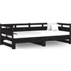 vidaXL Letto da giorno allungabile in pino massiccio nero 2x(90x190) cm