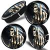 SkinoEu® 4 x 60mm Coprimozzi Coprimozzo Universale Copricerchi Tappi per Ruote Tappi di Cerchioni Tappi di Copertura Senza Logo Cranio Dedo Medio Skull C 25
