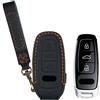 kwmobile Custodia chiave in vera pelle per Audi A6 A7 A8 Q7 Q8 Keyless 3 Tasti Cover - Guscio premium per chiave auto - Protezione per Smart Key - Portachiavi in pelle blu scuro