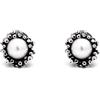 Giovanni Raspini / Anemone / orecchini bottone mini / argento e perle naturali - 11266