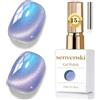 Senvenski Gelatina Vetro Cat Eye Smalto Semipermanente, 15ML Occhi di Gatto Magnetica per Gel Unghie Kit Olografico Glitterato Cristallo Smalti Unghie Salon Home DIY (Aurora Perla Viola, 15ml)