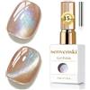 Senvenski Gelatina Vetro Cat Eye Smalto Semipermanente, 15ML Occhi di Gatto Magnetica per Gel Unghie Kit Olografico Glitterato Cristallo Smalti Unghie Salon Home DIY (Champagne Glitter, 15ml)