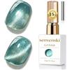 Senvenski Gelatina Vetro Cat Eye Smalto Semipermanente, 15ML Occhi di Gatto Magnetica per Gel Unghie Kit Olografico Glitterato Cristallo Smalti Unghie Salon Home DIY (Stella Verde, 15ml)