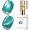 Senvenski Gelatina Vetro Cat Eye Smalto Semipermanente, 15ML Occhi di Gatto Magnetica per Gel Unghie Kit Olografico Glitterato Cristallo Smalti Unghie Salon Home DIY (Marte Verde, 15ml)