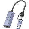 BENFEI Adattatore USB 3.0 a Ethernet, Adattatore USBC a RJ45 Gigabit LAN (1000Mbps), compatibile con MacBook/Pro/Air, Surface Pro, Windows 11/10/8/7, Mac OS [Guscio in alluminio e cavo in nylon].