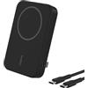 Belkin BoostCharge Pro Power bank wireless 8.000 mAh con Qi2, caricabatteria portatile compatibile con MagSafe, supporto integrato per iPhone 16, 16 Plus, 16 Pro, 16 Pro Max, iPhone 15 e altri, nero