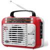 Audiocrazy Radio Portatile AM/FM/SW1-2 Multibanda Radio con Batteria Ricaricabile da 1800 mAh, Cavo AC o Radio FM Portatile a Pile, Altoparlanti，Jack Per Cuffie, Ingresso AUX Rosso