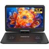 POFOTO Lettore DVD Portatile da 17,5'' con Schermo Rotante HD 15,6, Autonomia di 6 Ore, Supporto Formati Multipli/SD/USB, Sync TV e Proiettore, Antishock e Memoria, Doppi Altoparlanti (Nero)