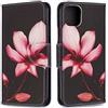AIFILLE Compatibile con Cover iPhone 11 PRO Max Nero Custodia in Pelle PU Flip Portafoglio Donna Libro con Porta Carta di Credito Antiurto Protettiva Silicone TPU Morbido Rigida Modello Loto Rosa