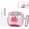 Jiziya Custodia protettiva per AirPods Pro 3, in TPU, con portachiavi e penna per la pulizia, antiurto, compatibile con AirPods Pro 3 (rosa trasparente)