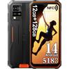 Blackview BV4800 Pro Téléphone Portable Incassable 2025, 12Go+128Go/1TB Android 14 Téléphone Débloqué, 5180mAh, 16MP+8MP, 6.56 HD+ Smartphone Incassable Etanche, Dual SIM 4G,GPS,NFC,OTG,FM,Orange