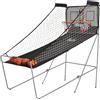 Canestri Basket con Tabellone LED, 4 Palloni e 8 Modalità di Gioco, 205x110x205 cm, Bianco e Nero