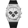 Poedagar Orologio da Uomo di Lusso Cronografo con Data, Cinturino in Silicone, Orologio Maschile Impermeabile, Luminoso, al Quarzo, Sportivo, Moda, Orologi da Uomo, Argento Bianco