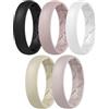 Egnaro Anello in silicone ergonomico traspirante ad arco interno, anelli da donna con mezze misure, fede nuziale da donna in silicone, larghezza 5,5 mm, spessore 2 mm, 7(17.3mm), Silicone, Nessuna