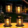 Yowin Lanterne da Esterno 4 Pezzi Grande Lanterna Solare da Giardino con Candele, Lampada Solari da Appendere Impermeabile Lampade da Tavolo per Arredo Terrazzo Balconi Decorazioni - Nero