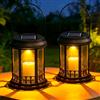 Yowin Lanterne da Esterno 2 Pezzi Grande Lanterna Solare da Giardino con Candele, Lampada Solari da Appendere Impermeabile Lampade da Tavolo per Arredo Terrazzo Balconi Decorazioni - Nero