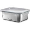 Castey - Contenitore rettangolare in acciaio inox, 1200 ml, chiusura ermetica con coperchio, per la conservazione degli alimenti, coperchio senza BPA, design anti-goccia, adatto per lavastoviglie