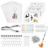 Bacxzomx 198 Pezzi Plastica Termoretraibile Kit, Shrink Plastic Kit con Perforatore, Matite, Portachiavi, Spille, Ganci Orecchini, Foglio Termoretraibile Fogli Plastica Retrattile, Shrinky Dink Paper per DIY