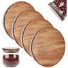 BEIMEIII 4 coperchi per bicchieri Weck con diametro di 80 mm, in legno di acacia, coperchio in vetro con silicone, ermetico in legno, riutilizzabili, adatti per modelli di vetro Weck 900 976 746 901 996 958