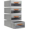 DIMJ Cassettiera Scrivania per Armadio Interno - Organizzatore Cassetti Impilabile, con Finestra Trasparente, Scatola Porta Oggetti Organizer Cassetti per Ufficio, 40 x 32 x 17 cm, Grigio, 4 Tiroirs
