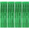 Jinsion 4 Pezzi Tenda Compleanno Verde, 1m x 2m Tende Metalliche Feste | Tenda per Compleanno Decorazione,Tende Scintillante per Feste per Matrimonio,Natale,Sfondo Fotografico,Decorazione da Ballo